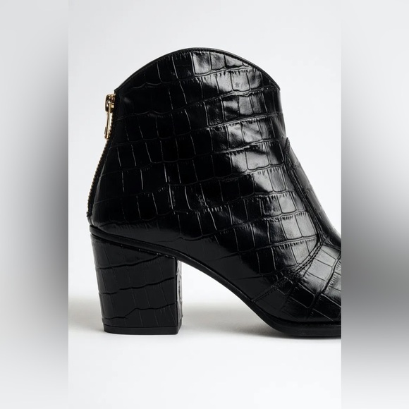 NIB Zadig & Voltaire Molly Croc Ankle Boots size 38 - Picture 4 of 11